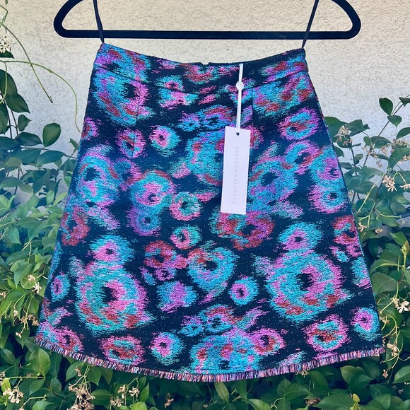 Rebecca Vallance Leila Metallic Floral Jacquard Mini Skirt Size 0 fits Small NWT - Picture 3 of 6